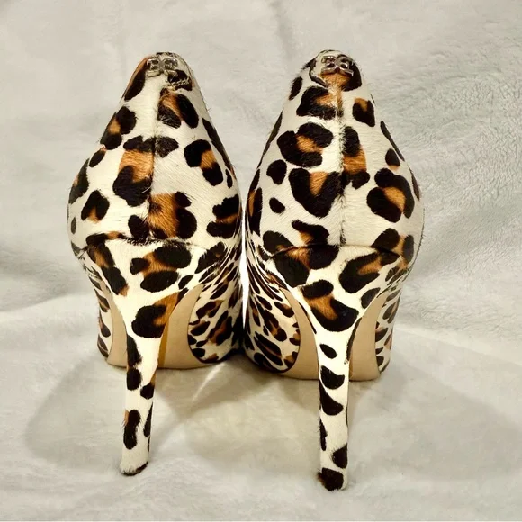 Sam Edelman Hazel Pointed Toe Calf Hair Leopard Print Pumps - Picture 5 of 15